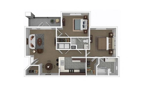 Floor plan design with 2 Bedrooms and 2 Bathrooms